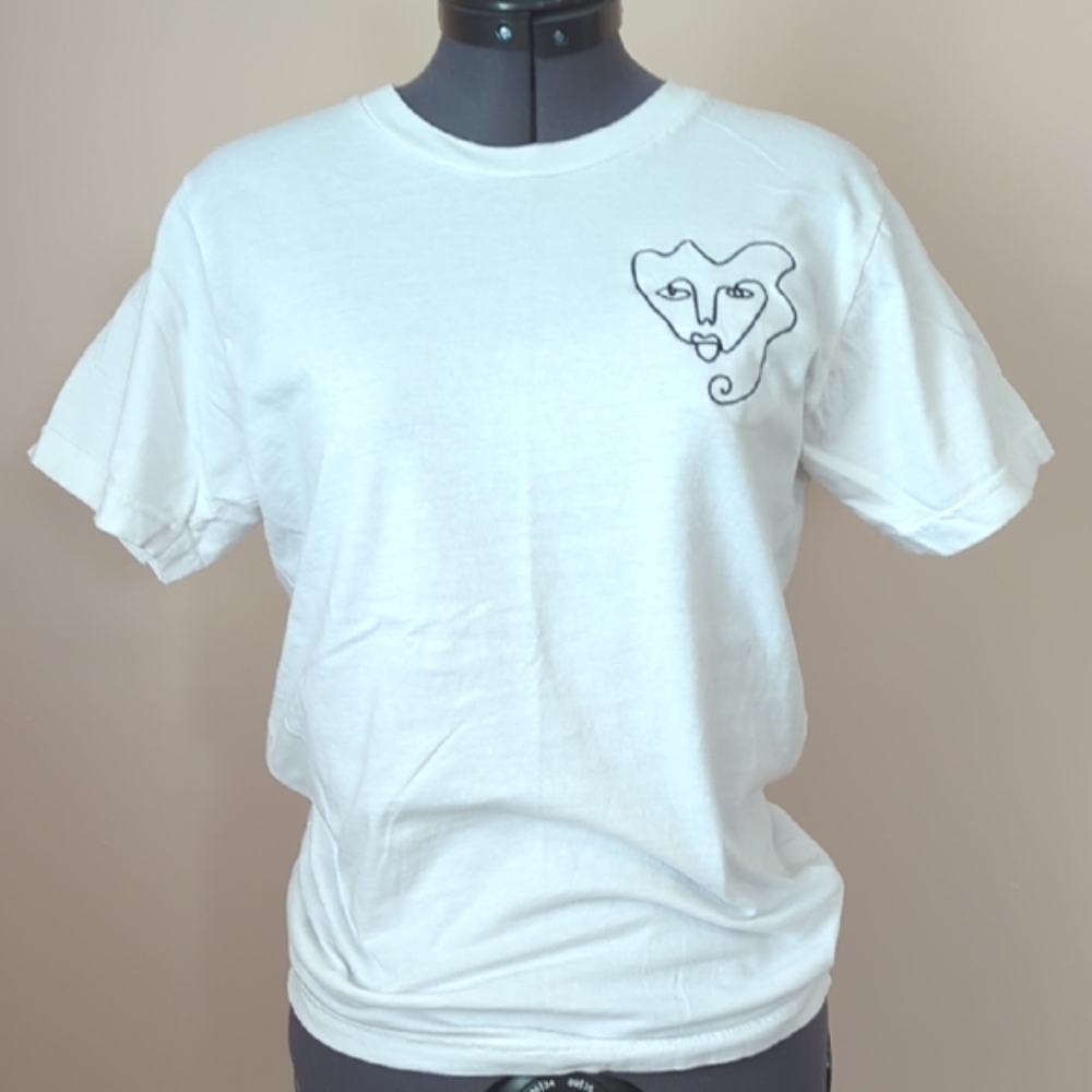 American Apparel White Tee with Artistic Face Design